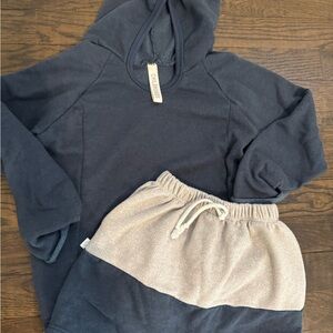 Charcoal and Beige Hoodie and Sweatpants Set